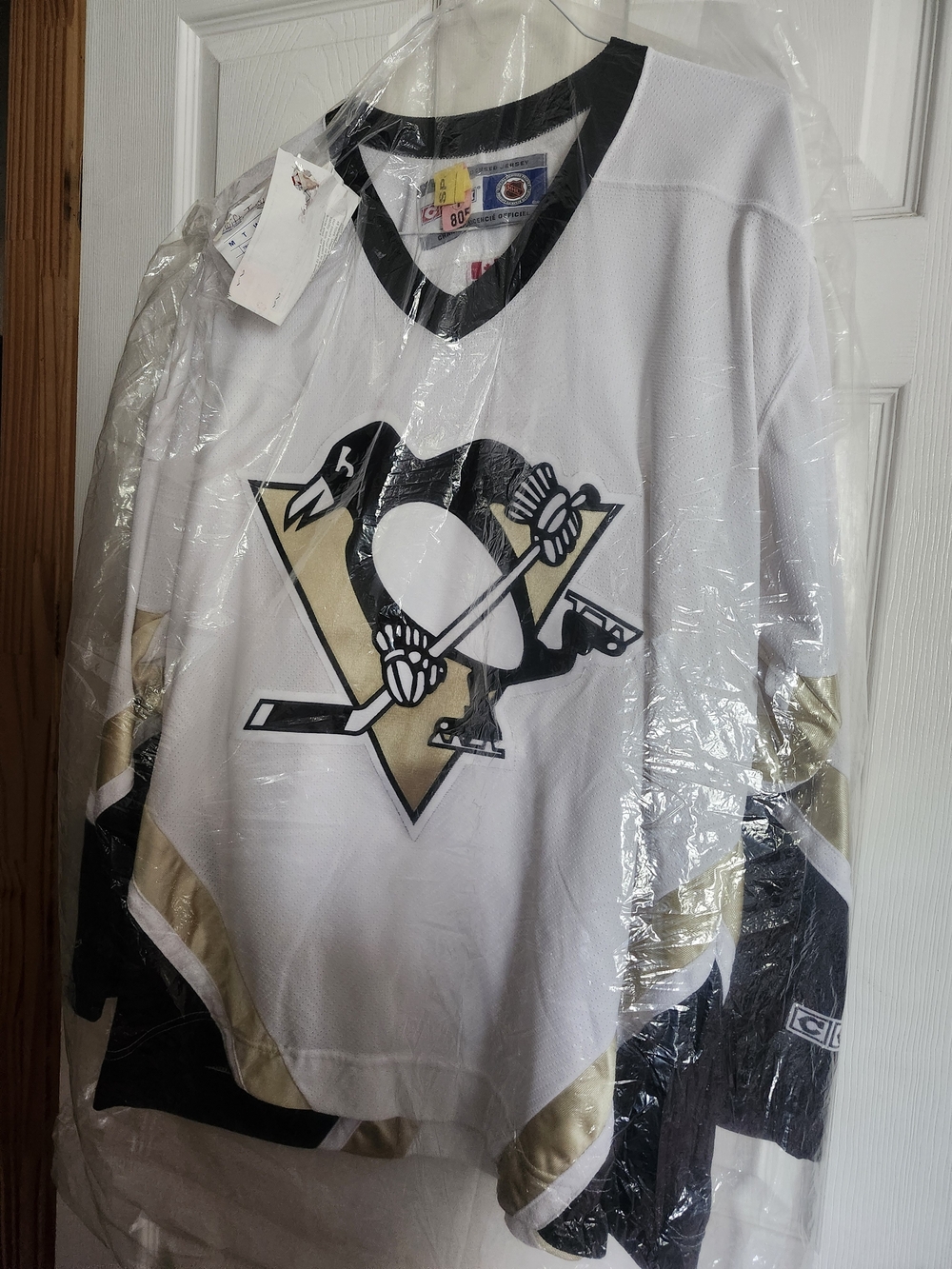 CCM Pittsburgh Penguins White, Black & Gold Hockey Jersey